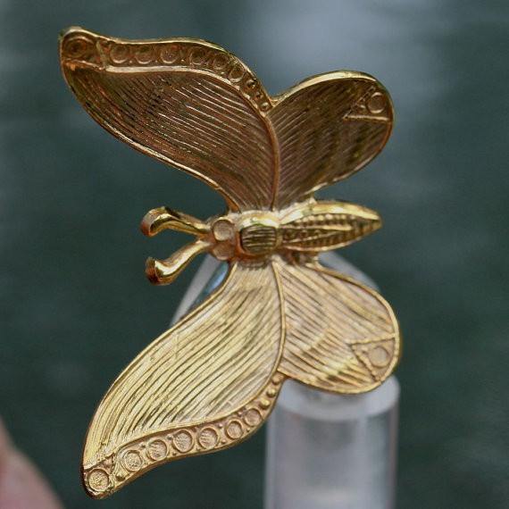 Amazing Movable brass butterfly on a sterling silver band ring size 6 - Zulasurfing Jewelry
 - 4