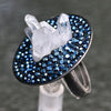 Rhodium plated silver ring with Rock crystal & swarovski crystals - Zulasurfing Jewelry
 - 2