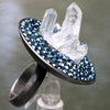 Rhodium plated silver ring with Rock crystal & swarovski crystals - Zulasurfing Jewelry
 - 3
