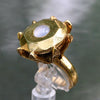 Enourmous gold plated diamond brass ring with chalcedony size 6 - Zulasurfing Jewelry
 - 2