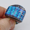 Dichroic glass Cocktail Blue Color Hand Carved ring size 6.5 - Zulasurfing Jewelry
 - 3