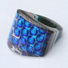Dichroic glass Cocktail Blue Color Hand Carved ring size 6.5 - Zulasurfing Jewelry
 - 4