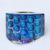 Dichroic glass Cocktail Blue Color Hand Carved ring size 6.5 - Zulasurfing Jewelry
 - 5