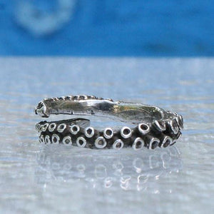 Small octopus tentacle adjustable silver ring - Zulasurfing Jewelry
 - 2