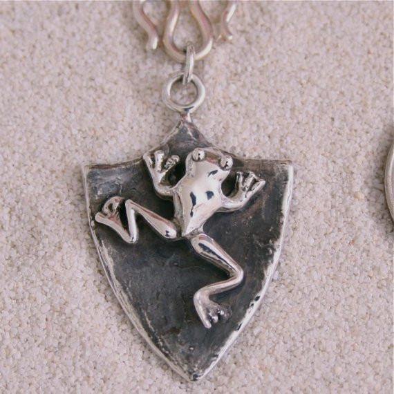 Sterling Silver Frog Shield Necklace - Zulasurfing Jewelry
 - 1