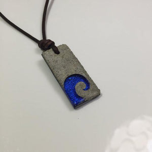 Surfer Necklace with Wave Art Concrete & glass Pendant -30% off - Zulasurfing Jewelry
 - 2