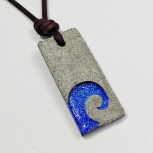 Surfer Necklace with Wave Art Concrete & glass Pendant -30% off - Zulasurfing Jewelry
 - 1