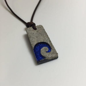 Surfer Necklace with Wave Art Concrete & glass Pendant -30% off - Zulasurfing Jewelry
 - 4
