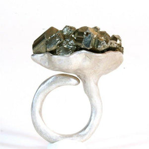 925 Sterling Silver and Pyrite Ring - Zulasurfing Jewelry
 - 1