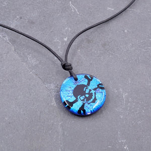 Skull Jewelry Surfer Necklace Silver Fused Dichroic Glass Pendant