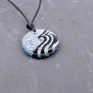 Surfer Necklace The Great Wave Minimalist Jewelry Fused Dichroic Glass Pendant