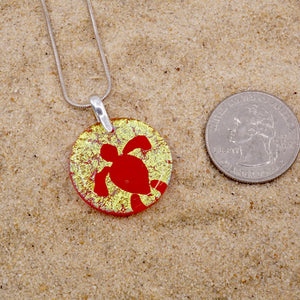 Hawaiian Sea Turtle Jewelry Fused Dichroic Glass Pendant