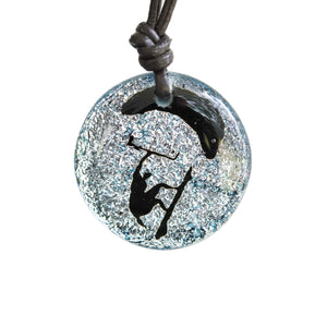 Kiteboarding Necklace Kitesurfing Jewelry Silver Color Dichroic Glass Pendant