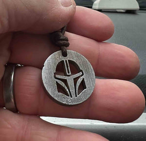 Mandalorian Necklace Damascus Steel Pendant