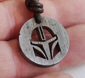 Mandalorian Necklace Damascus Steel Pendant