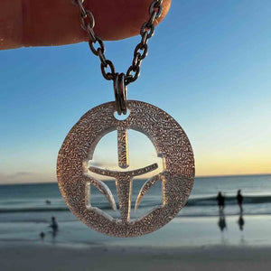 mandalorian Necklace Fused Glass Pendant