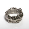 Octopus coral ring in sterling silver, angled view