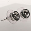 Octopus tentacle post earrings in sterling silver, close-up