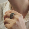 Close-up of sterling silver octopus ring suction cup texture, sizes 4½–12½