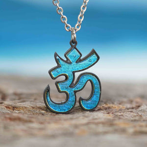 Om Pendant Fused glass with a Bezel