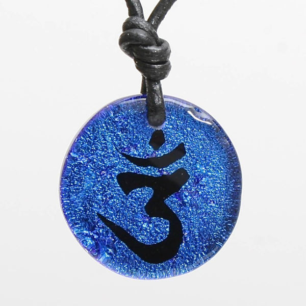 Dichroic Glass pendant OM Yoga Reiki pendant - Zulasurfing Jewelry
 - 2