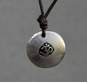 OM Pendant Yoga Jewelry Pewter Necklace