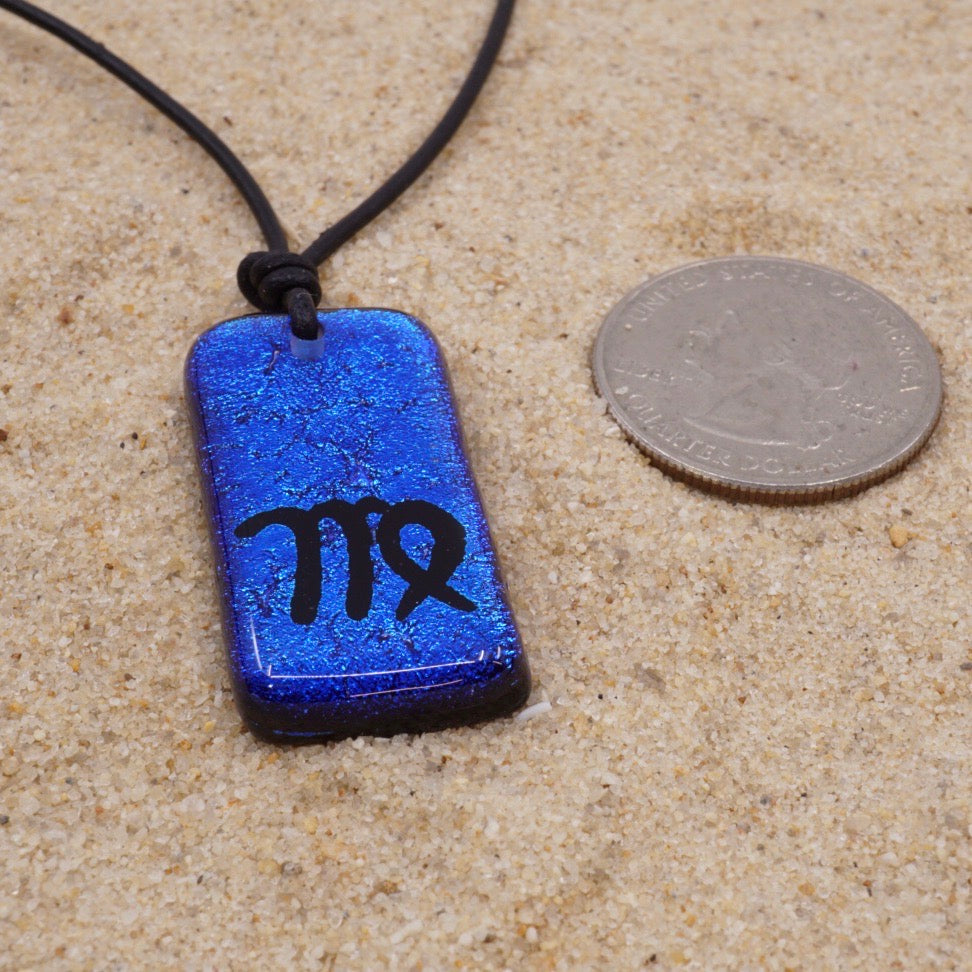 Virgo Zodiac Necklace Minimalist Jewelry | Dichroic Glass Pendant